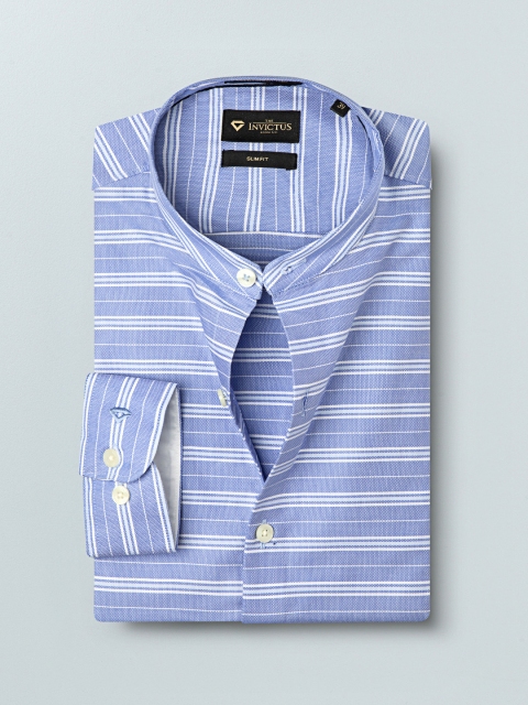 

INVICTUS Men Blue & White Slim Fit Striped Casual Shirt