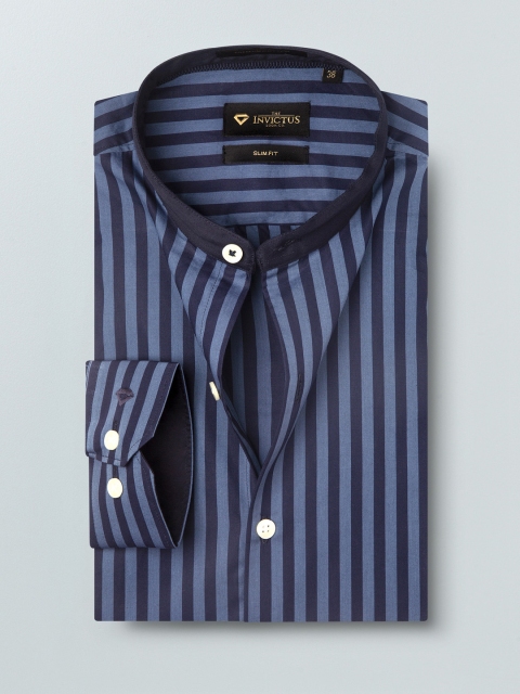 

INVICTUS Men Blue Slim Fit Striped Smart Casual Shirt