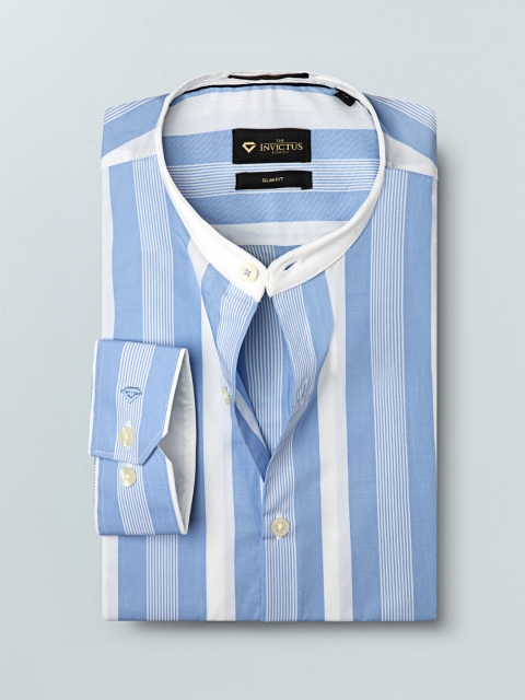 

INVICTUS Men Blue & White Slim Fit Striped Smart Casual Shirt