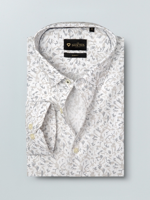 

INVICTUS Men White Slim Fit Botanical Print Semiformal Shirt