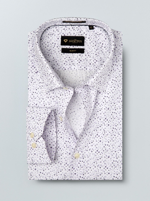 

INVICTUS Men White Slim Fit Botanical Print Semiformal Shirt