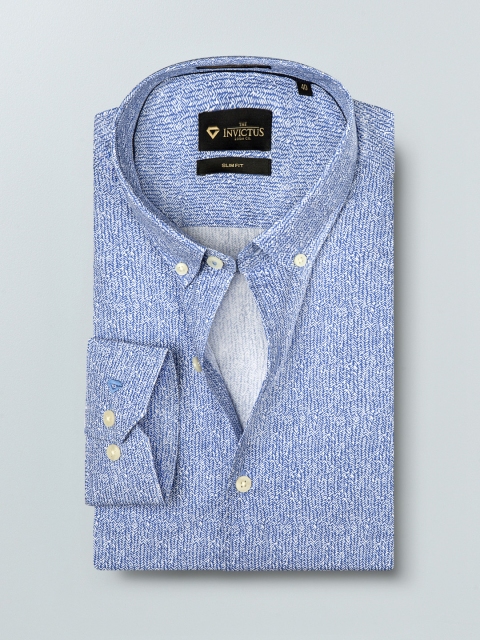 

INVICTUS Men Blue & White Slim Fit Botanical Print Semiformal Shirt