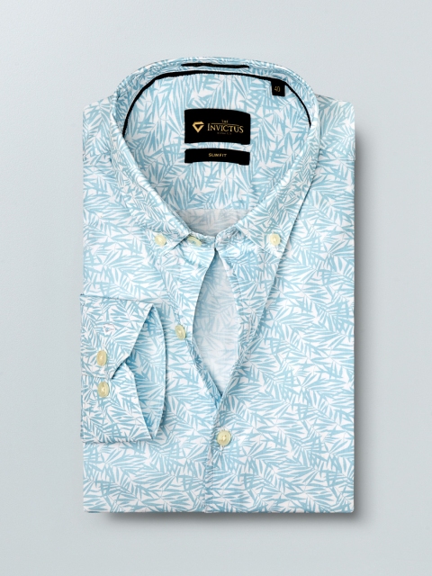 

INVICTUS Men Blue & White Slim Fit Printed Semiformal Shirt