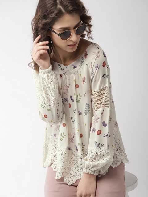 

Mast & Harbour Women Off-White Printed Top