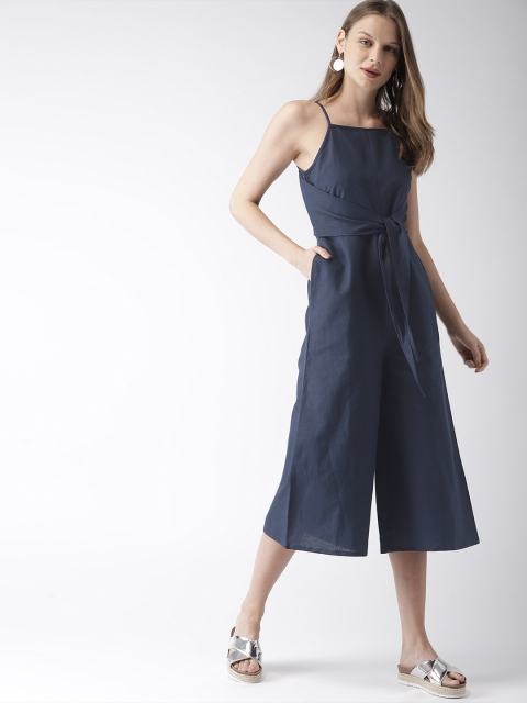 

Mast & Harbour Navy Blue Solid Basic Jumpsuit