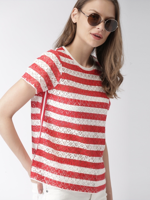 

Mast & Harbour Women White Self Design Top