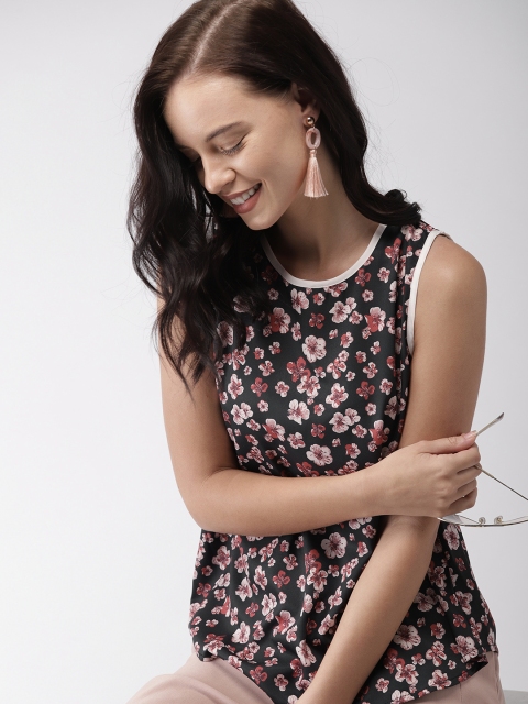 

Mast & Harbour Women Black Printed Regular Top