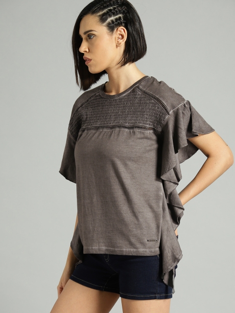 

Roadster Women Charcoal Grey Solid Top