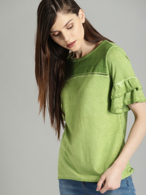 

Roadster Women Olive Green Dyed Top