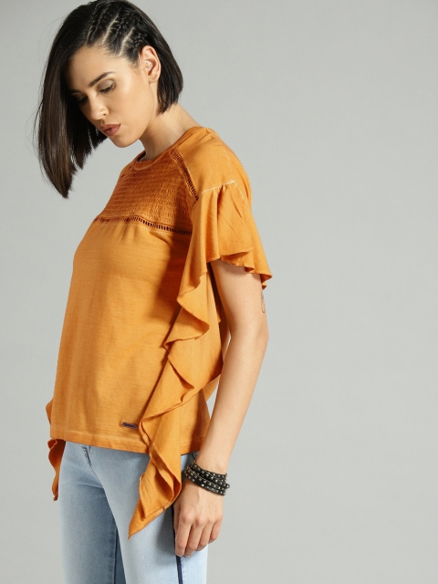 

Roadster Women Orange Solid Top