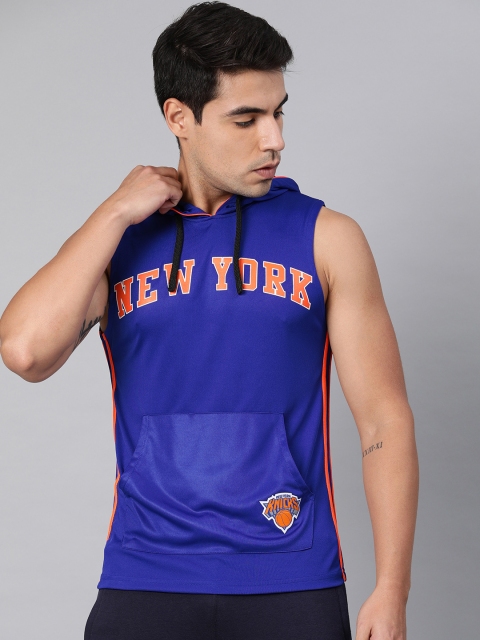 

NBA Men Blue Printed Hood T-shirt