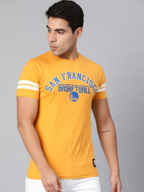 

NBA Men Yellow Printed Round Neck Basketball T-shirt