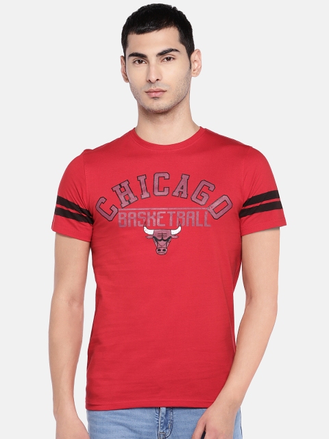 

NBA Men Red Printed Round Neck Chicago Bulls T-shirt