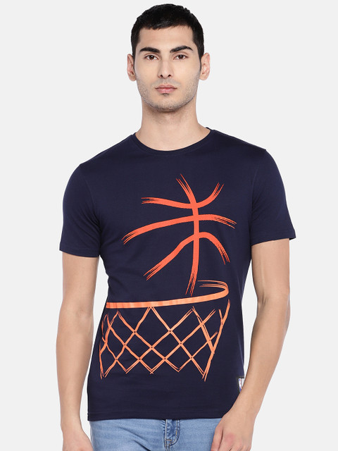 

NBA Men Navy Blue Printed Round Neck T-shirt