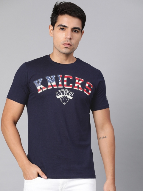 

NBA Men Navy Blue New York Knicks Printed Round Neck T-shirt