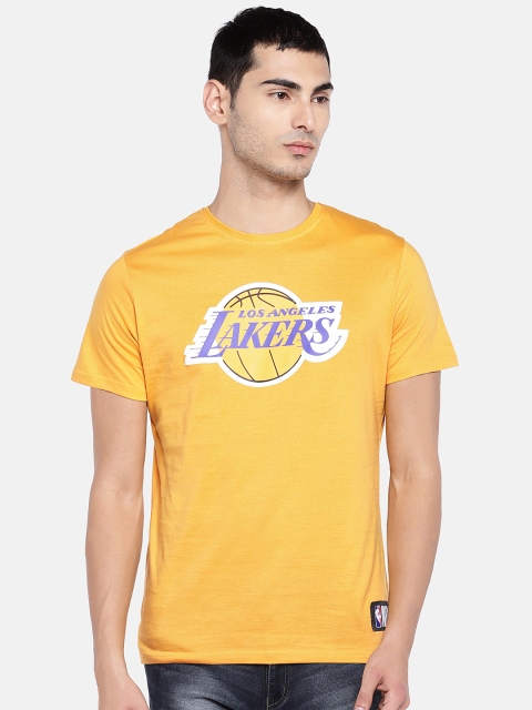

NBA Men Yellow Los Angeles Lakers Printed Round Neck T-shirt