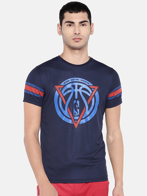 

NBA Men Navy Blue Printed Round Neck T-shirt