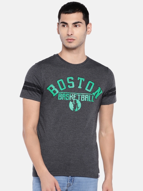 

NBA Men Grey Printed Round Neck Boston Celtics T-shirt