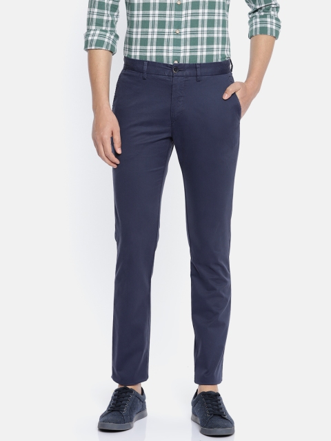 

U.S. Polo Assn. Men Navy Blue Slim Fit Solid Chinos