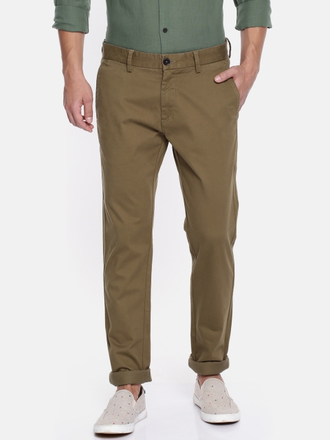 

U.S. Polo Assn. Men Khaki Brown Austin Trim Slim Fit Solid Chinos