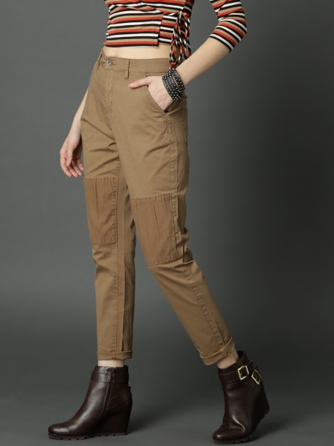 

Roadster Women Khaki Regular Fit Solid Regular Trousers