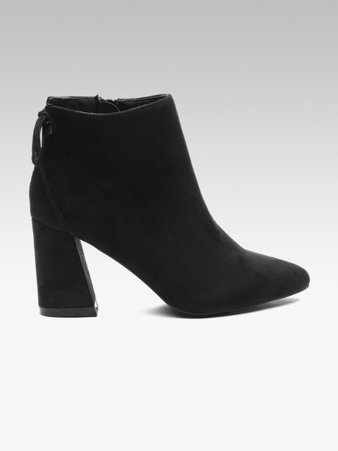 

Carlton London Women Black Solid Mid-Top Heeled Boots