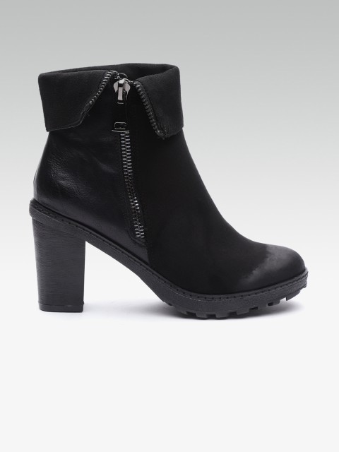 

Carlton London Women Black Solid High-Top Heeled Boots