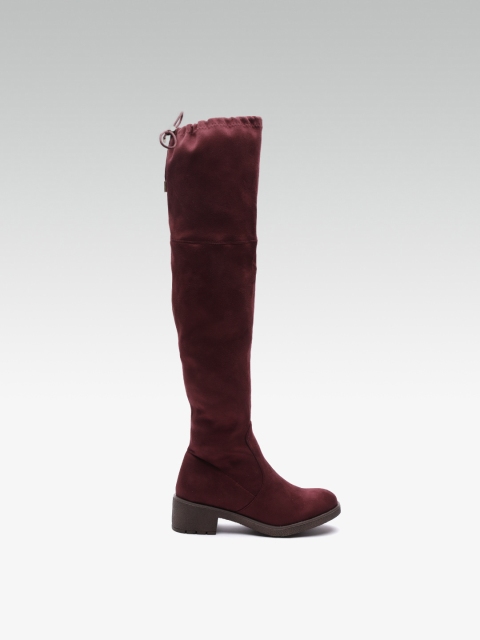 

Carlton London Women Maroon High-Top Solid Heeled Boots