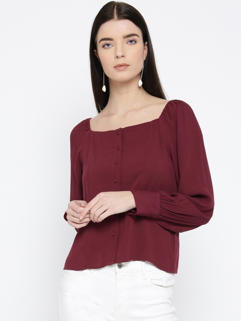 

ONLY Women Maroon Solid Top