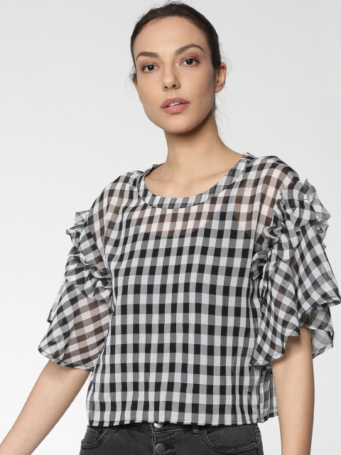 

ONLY Women White Checked Top