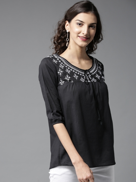 

HERE&NOW Women Black Solid Top