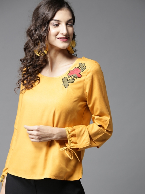 

HERE&NOW Women Mustard Yellow Solid Top