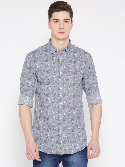 

Jack & Jones Men Grey & White Slim Fit Printed Casual Shirt
