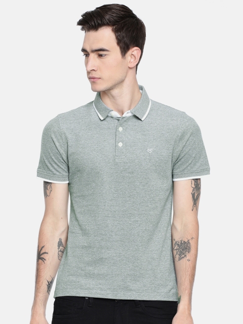 

Jack & Jones Men Olive Green Solid Polo Collar T-shirt