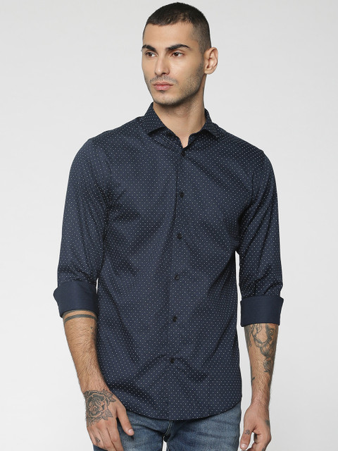 

Jack & Jones Men Navy Blue & White Slim Fit Printed Casual Shirt