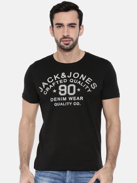 

Jack & Jones Men Black Printed Round Neck T-shirt