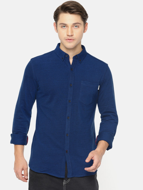 

Jack & Jones Men Navy Blue Slim Fit Solid Casual Shirt