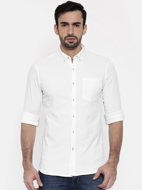 

Jack & Jones Men White Slim Fit Solid Casual Shirt