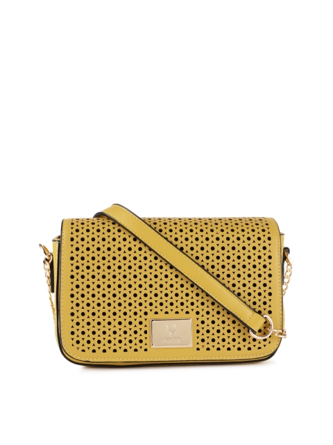 

Allen Solly Yellow Cutwork Sling Bag