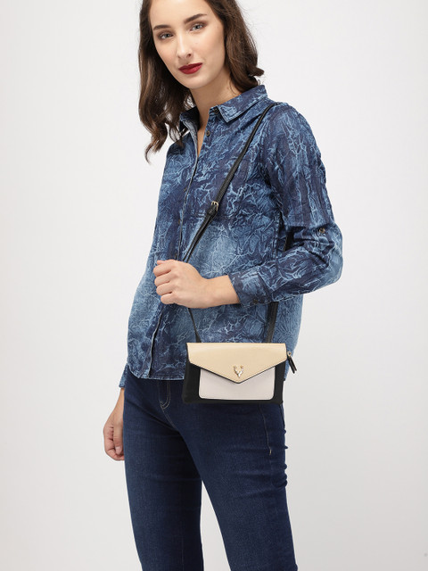 

Allen Solly Black & Beige Colourblocked Sling Bag
