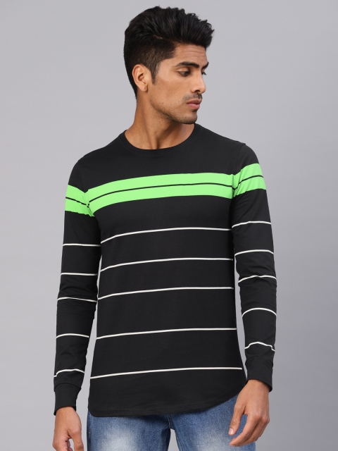 

Maniac Men Black & White Striped Slim Fit Round Neck T-shirt