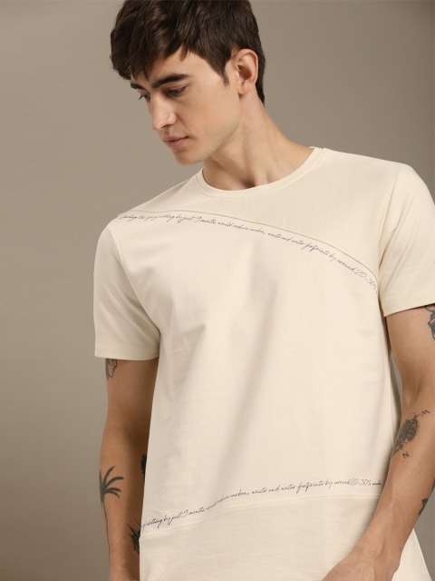 

ether Kora Collection Off-White Printed Sustainable Unbleached Fabric T-shirt