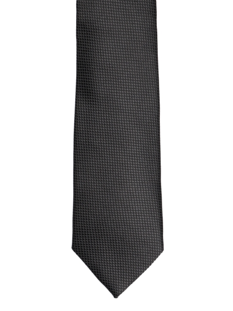 

Louis Philippe Black Self-Design Broad Tie