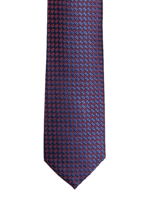 

Louis Philippe Navy Blue & Maroon Printed Broad Tie
