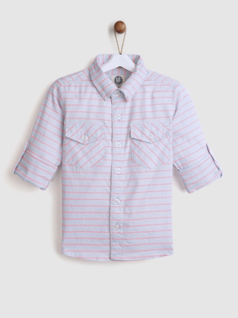 

YK Boys Blue & Pink Regular Fit Striped Casual Shirt