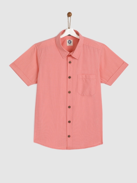 

YK Boys Pink Regular Fit Solid Casual Shirt