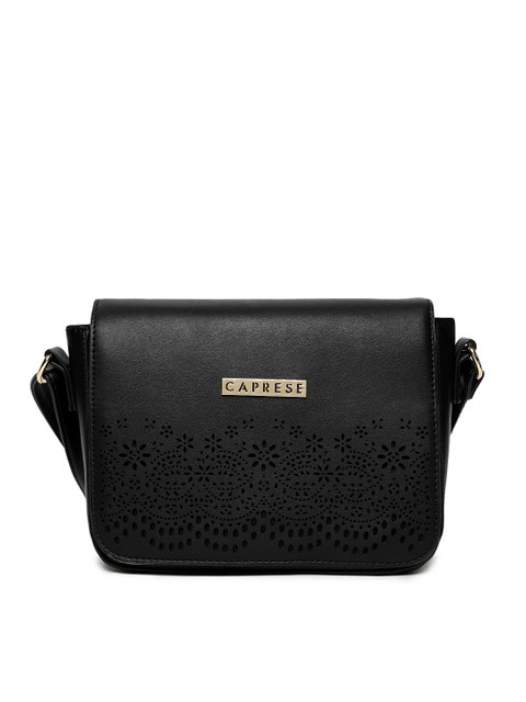 

Caprese Black Solid Sling Bag