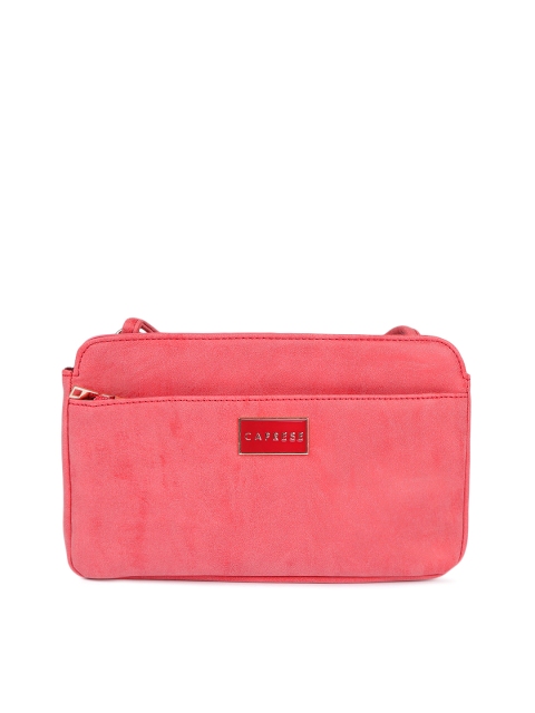 

Caprese Coral Pink Solid Sling Bag