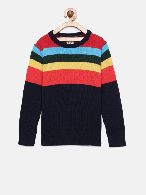 

GAP Boys' Navy Blue & Red Stripe Crewneck Sweater