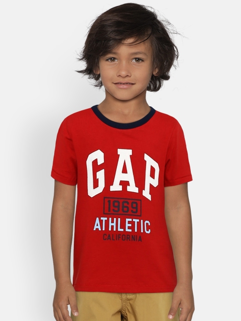 

GAP Boys' Red Graphic Printed Short Sleeve T-Shirt